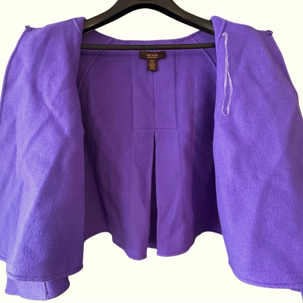 Victor Alfaro Designer Purple Wool Sweater Cardigan Drape Coat Jacket Shaw 18W - Picture 5 of 11